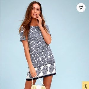 Lulus Taj Mahal Tour Blue Print Shift Dress
